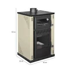 Stufe A Legna > Dmora Stufa a legna Aragona, 62x62 h102 cm, Beige Nero, Beige