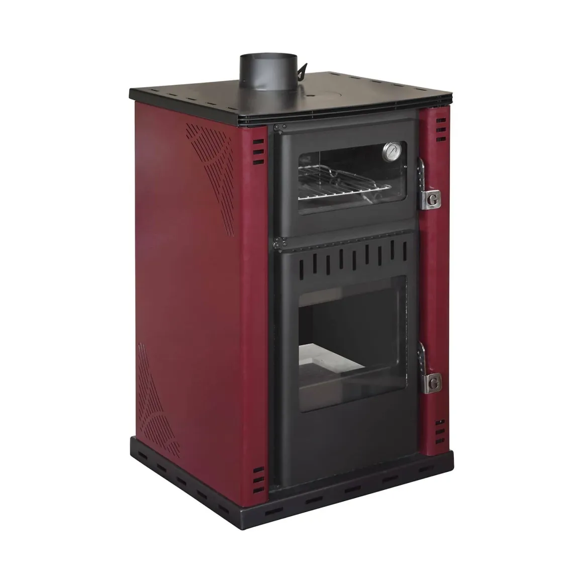 Stufa a legna Aragona, 62x62 h102 cm, Rosso