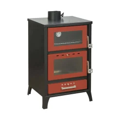 Stufe A Legna > Dmora Stufa a legna Catena, 59x51 h92 cm, Rosso Rosso, Nero