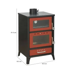 Stufe A Legna > Dmora Stufa a legna Catena, 59x51 h92 cm, Rosso Rosso, Nero