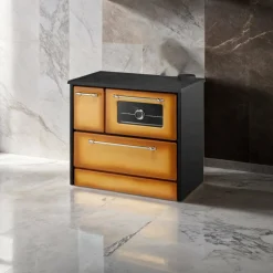 Stufa cucina in metallo gialla e nera 87x51x79h cm - Andalo