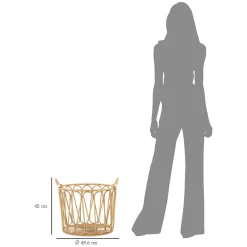 Svuotatasche Marrone Intrecciatura Effetto Rattan Materiale Struttura in Metallo, - Suchit