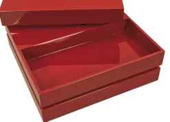 Tavolini Da Salotto > Dmora Tavolino con doppio ripiano rotante in MDF laccato lucido Rosso