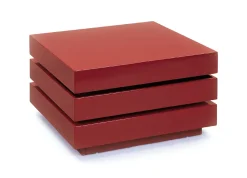 Tavolini Da Salotto > Dmora Tavolino con doppio ripiano rotante in MDF laccato lucido Rosso