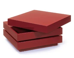 Tavolini Da Salotto > Dmora Tavolino con doppio ripiano rotante in MDF laccato lucido Rosso