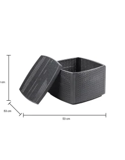 Tavoli Da Esterno|Outdoor > Dmora Tavolino da esterno Akane, 53x53h40 cm, Antracite Nero Antracite