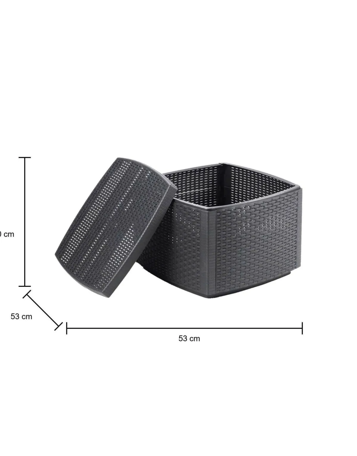 Tavoli Da Esterno|Outdoor > Dmora Tavolino da esterno Akane, 53x53h40 cm, Antracite Nero Antracite