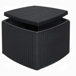 Tavoli Da Esterno|Outdoor > Dmora Tavolino da esterno Akane, 53x53h40 cm, Antracite Nero Antracite