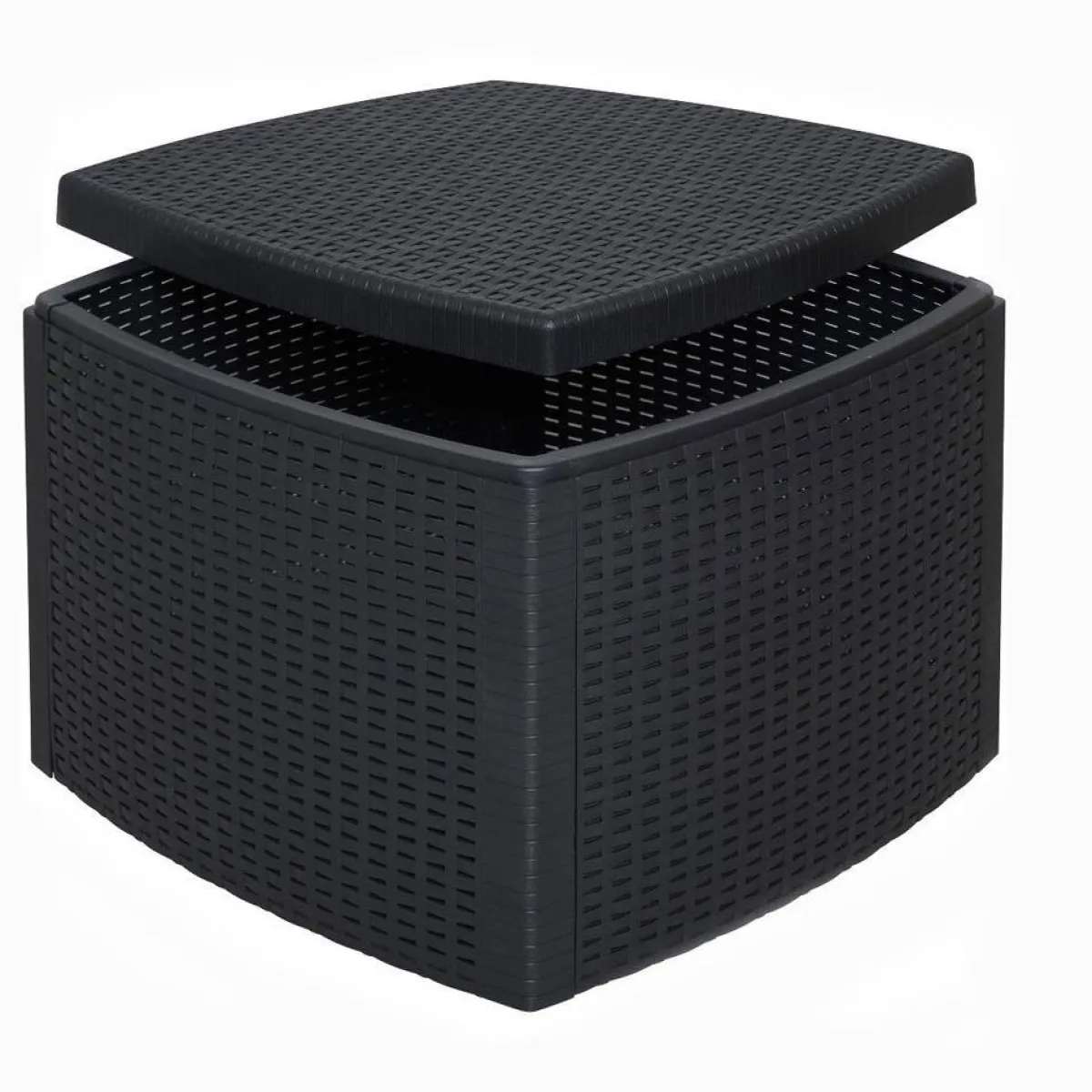 Tavoli Da Esterno|Outdoor > Dmora Tavolino da esterno Akane, 53x53h40 cm, Antracite Nero Antracite