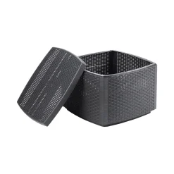 Tavoli Da Esterno|Outdoor > Dmora Tavolino da esterno Akane, 53x53h40 cm, Antracite Nero Antracite