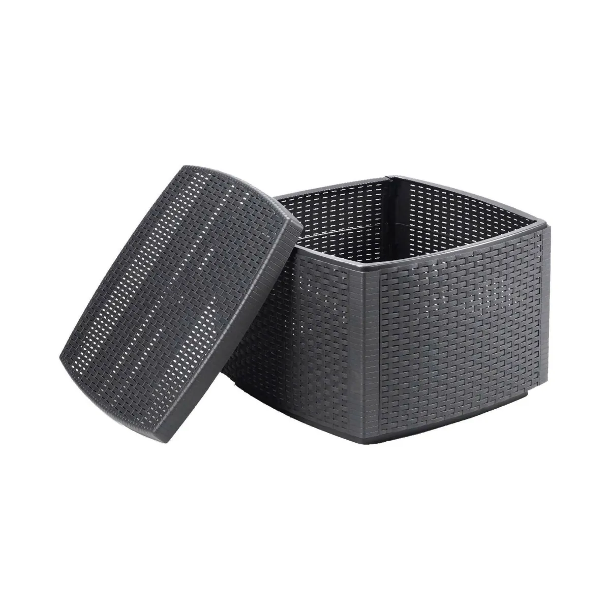 Tavoli Da Esterno|Outdoor > Dmora Tavolino da esterno Akane, 53x53h40 cm, Antracite Nero Antracite