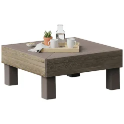 Tavoli Da Esterno > Dmora Tavolino da Esterno 4 Posti 65x65x29h cm - Ionia Marrone Noce