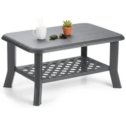 Tavolino da Esterno Nero Antracite 2 Posti 90x60x46h cm, Made in Italy - Ucria