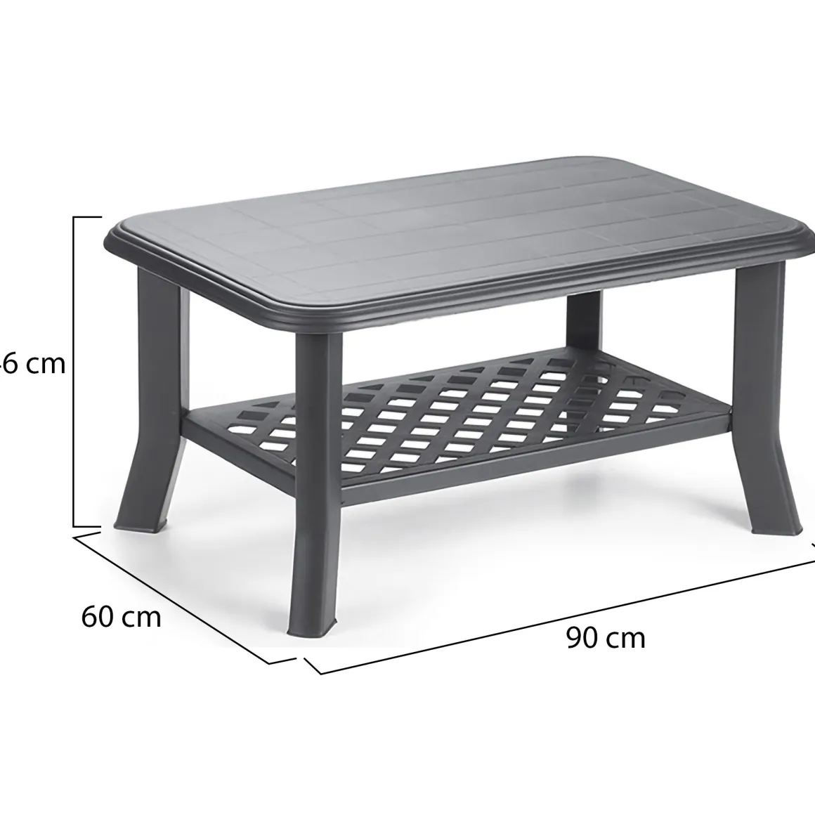 Tavolino da Esterno Nero Antracite 2 Posti 90x60x46h cm, Made in Italy - Ucria