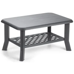 Tavolino da Esterno Nero Antracite 2 Posti 90x60x46h cm, Made in Italy - Ucria