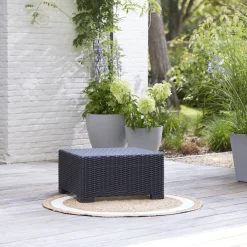 Tavoli Da Esterno > Dmora Tavolino da esterno Parksville, 68x68 h35 cm, Antracite Nero Antracite
