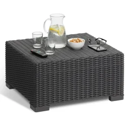 Tavoli Da Esterno > Dmora Tavolino da esterno Parksville, 68x68 h35 cm, Antracite Nero Antracite