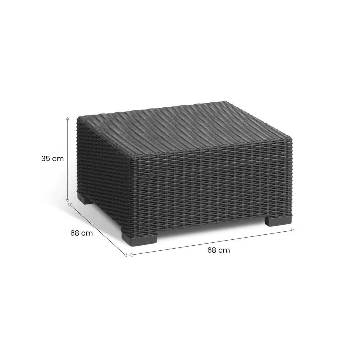 Tavoli Da Esterno > Dmora Tavolino da esterno Parksville, 68x68 h35 cm, Antracite Nero Antracite