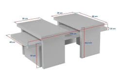 Tavolini Da Salotto > Dmora Tavolino da salotto Amarantha, 110x45 h42 cm, Pino Marrone Pino