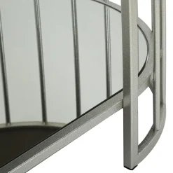 Tavolini Da Salotto > Dmora Tavolino da Salotto Argento Trasparente un Vano Forma Ovale 90x50x45h cm, Colore Ripiano Trasparente - Fafa Trasparente, Argento