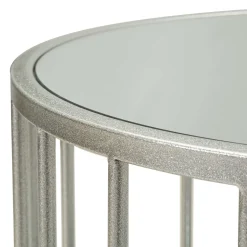 Tavolini Da Salotto > Dmora Tavolino da Salotto Argento Trasparente un Vano Forma Ovale 90x50x45h cm, Colore Ripiano Trasparente - Fafa Trasparente, Argento