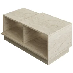 Tavolino da Salotto Beige Crema 2 Vani Forma Rettangolare 90x45x36h cm, Sfumatura Colore Ripiano Crema - Morino