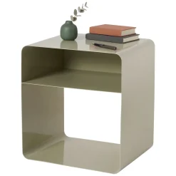 Tavolini Da Salotto > Dmora Tavolino da Salotto Effetto Lucido 2 Vani 45x50x56h cm, Forma Rettangolare - Cannobio Beige