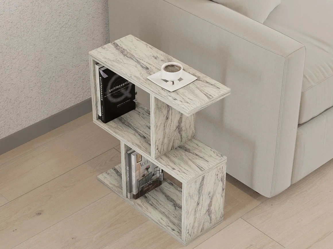 Tavolini Da Salotto > Dmora Tavolino da Salotto 2 Vani Forma Rettangolare 80x40x50h cm, Sfumatura Colore Ripiano Marmo - Verde Beige Marmo