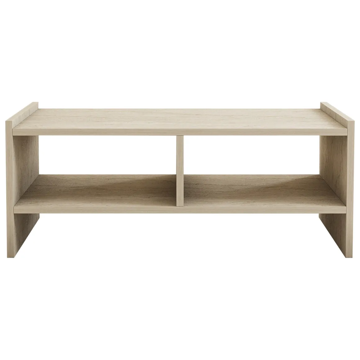 Tavolini Da Salotto > Dmora Tavolino da Salotto Beige Marmo Bianco Portariviste Forma Rettangolare 105x65x30h cm, Colore Ripiano Trasparente - Rhysand Bianco, Beige Marmo