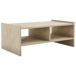 Tavolini Da Salotto > Dmora Tavolino da Salotto Beige Marmo Bianco Portariviste Forma Rettangolare 105x65x30h cm, Colore Ripiano Trasparente - Rhysand Bianco, Beige Marmo