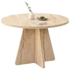 Tavolini Da Salotto > Dmora Tavolino da Salotto Beige Marmo Marrone Noce un Vano con Piedini 105x60x35h cm, Forma Rettangolare - Medicina Marrone Noce, Beige Marmo