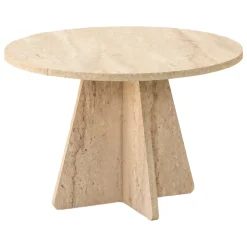 Tavolino da Salotto Beige Marmo Forma Rotondo Materiale Piano in Legno Nobilitato 60x60x40h cm, Colore Ripiano Beige - Armanda