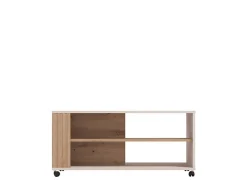 Tavolini Da Salotto > Dmora Tavolino da Salotto Beige Marrone Rovere con Piedini un Vano 101x54.5x46h cm, Forma Rettangolare - Patu Marrone, Beige Rovere