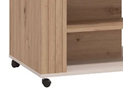 Tavolini Da Salotto > Dmora Tavolino da Salotto Beige Marrone Rovere con Piedini un Vano 101x54.5x46h cm, Forma Rettangolare - Patu Marrone, Beige Rovere