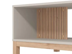 Tavolini Da Salotto > Dmora Tavolino da Salotto Beige Marrone Rovere un Cassetto un Vano 96x40x43h cm, Forma Rettangolare - Karisasa Marrone Rovere, Beige