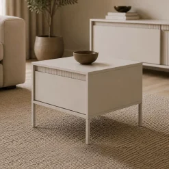 Tavolini Da Salotto > Dmora Tavolino da Salotto un Cassetto con Piedini 68x48x68h cm, Forma Quadrato - Kasinela Beige