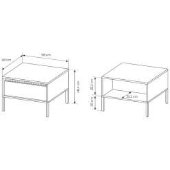 Tavolini Da Salotto > Dmora Tavolino da Salotto un Cassetto con Piedini 68x48x68h cm, Forma Quadrato - Kasinela Beige