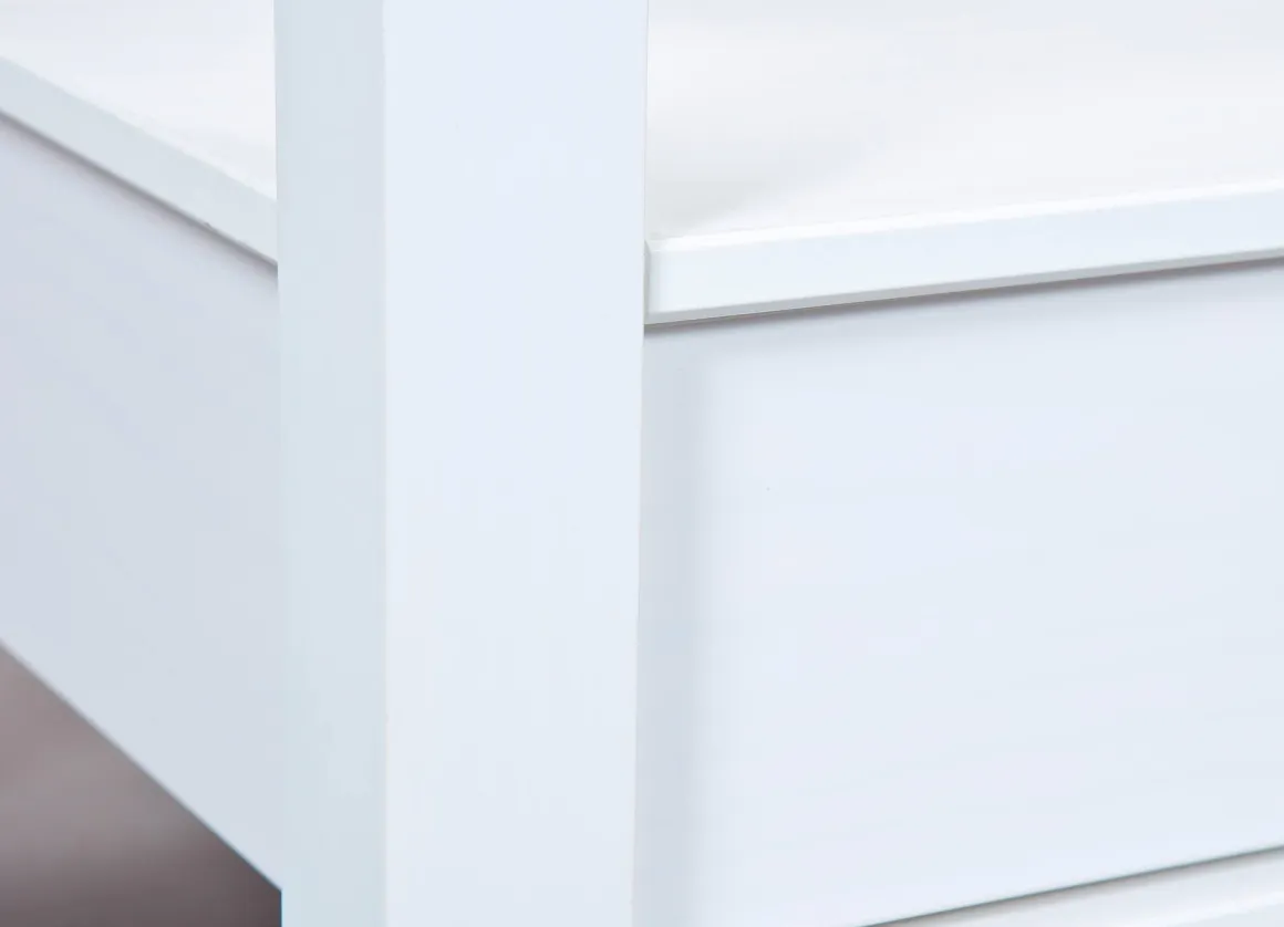Tavolino da Salotto Bianco 2 Cassetti Portariviste 115x60x45h cm, un Vano - Minturno