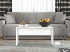 Tavolini Da Salotto > Dmora Tavolino da Salotto con Ruote 2 Vani 30x40x50h cm, Forma Rettangolare - Monticano Bianco