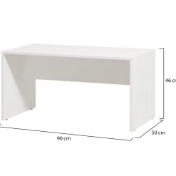 Tavolino da Salotto Bianco con Piedini un Vano 90x49.5x45.5h cm, Forma Rettangolare - Formia
