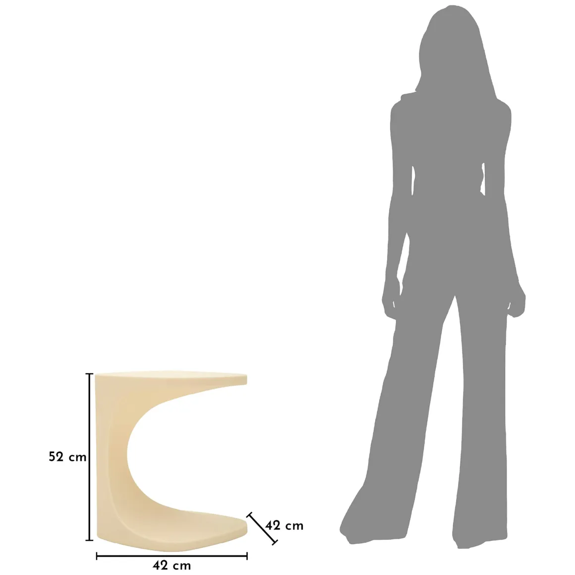Tavolini Da Salotto > Dmora Tavolino da Salotto Effetto Lucido Forma Rettangolare 47x46x57h cm, Sfumatura Colore Ripiano Crema - Cattaneo Bianco Crema
