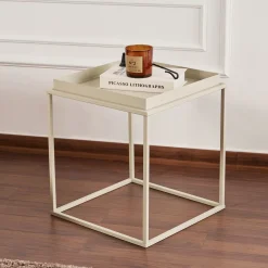 Tavolini Da Salotto > Dmora Tavolino da Salotto Forma Rotondo Colore Ripiano Bianco 33x51x33h cm, Sfumatura Colore Struttura Crema - Bandip Bianco Crema