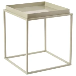 Tavolino da Salotto Bianco Crema Forma Quadrato Materiale Piano in Metallo 45x45x52h cm, Colore Ripiano Bianco - Lorsica