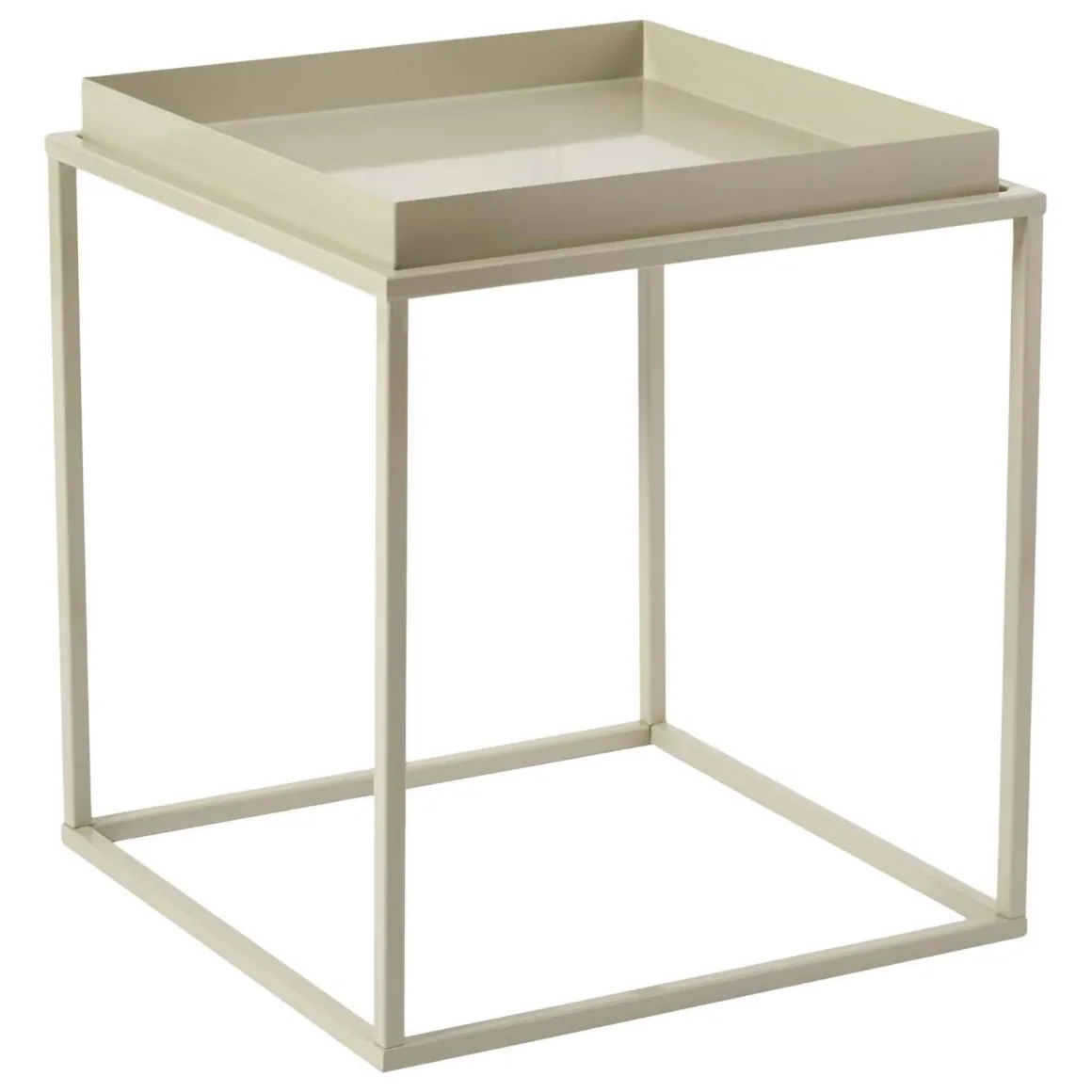 Tavolino da Salotto Bianco Crema Forma Quadrato Materiale Piano in Metallo 45x45x52h cm, Colore Ripiano Bianco - Lorsica