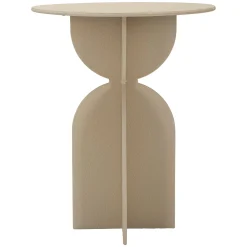 Tavolini Da Salotto > Dmora Tavolino da Salotto Forma Rotondo Colore Ripiano Bianco 46x54x46h cm, Sfumatura Colore Struttura Crema - Inle Bianco Crema