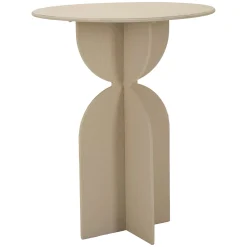 Tavolino da Salotto Bianco Crema Forma Rotondo Colore Ripiano Bianco 45x45x58h cm, Sfumatura Colore Struttura Crema - Fanotalo