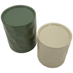 Tavolino da Salotto Bianco Crema Verde set da 2 Forma Rotondo 44x52x44h cm, Colore Ripiano Bianco - Ganomo