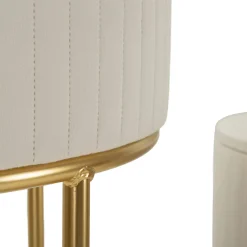 Tavolino da Salotto Bianco Crema oro set da 2 Forma Rotondo 50x50x90h cm, Colore Ripiano Bianco - Davapa