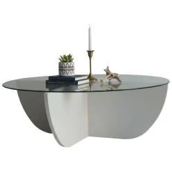 Tavolini Da Salotto > Dmora Tavolino da Salotto Forma Rettangolare Materiale Piano in Legno Nobilitato 119x60x40h cm, Colore Ripiano - Turate Bianco
