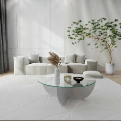 Tavolini Da Salotto > Dmora Tavolino da Salotto Forma Rettangolare Materiale Piano in Legno Nobilitato 119x60x40h cm, Colore Ripiano - Turate Bianco